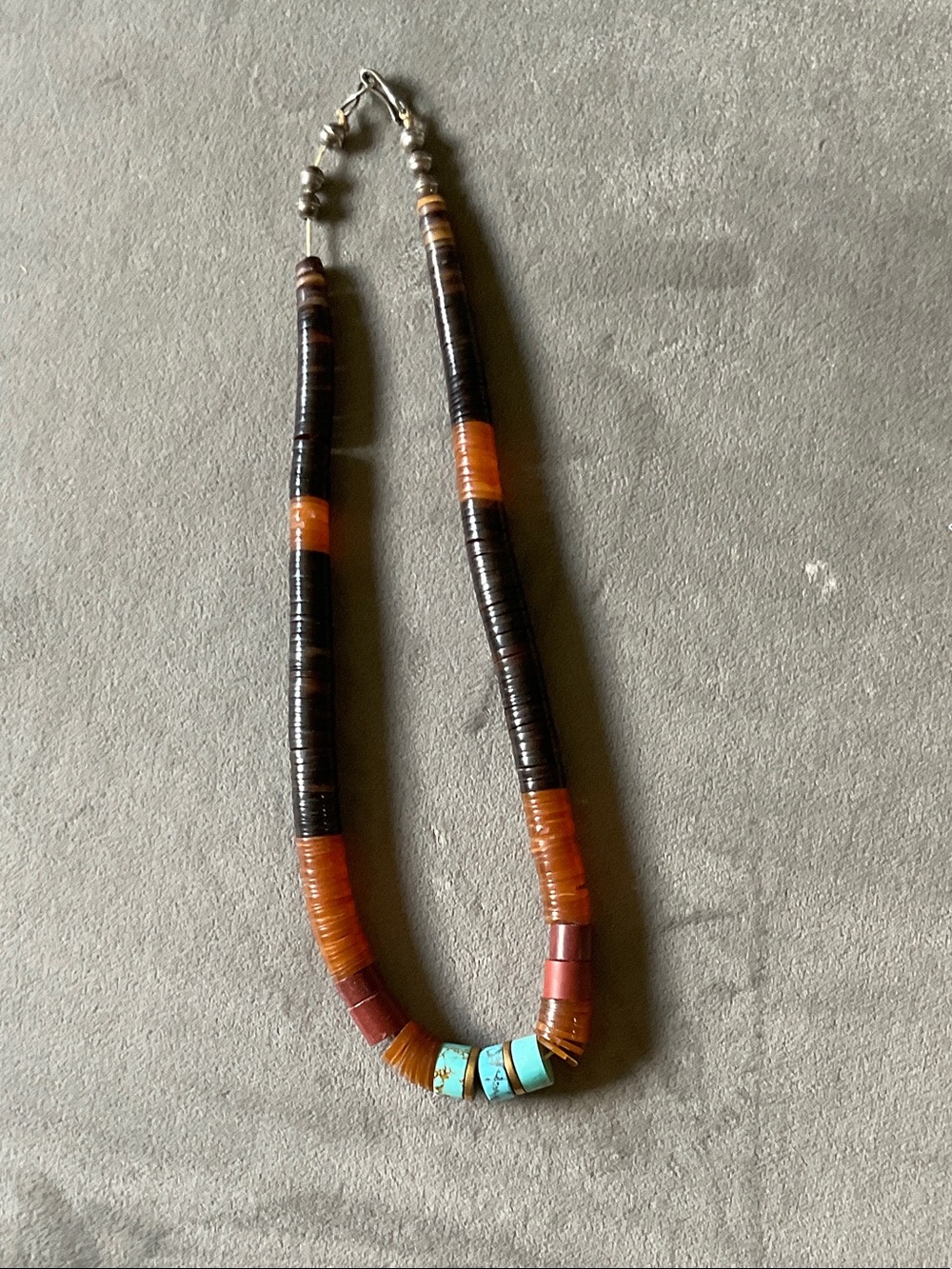 Handmade Multicolor Beaded Statement Necklace - Brown, Orange & Turquoise